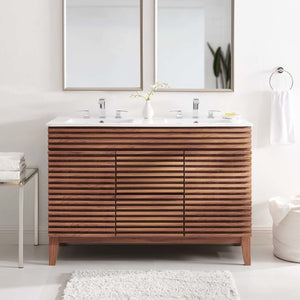 EEI-4441-WAL-WHI Bathroom/Vanities/Double Vanity Cabinets with Tops