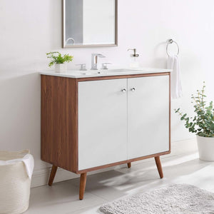 EEI-4435-WAL-WHI Bathroom/Vanities/Single Vanity Cabinets with Tops