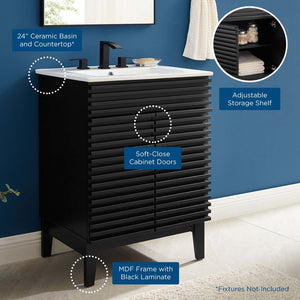 EEI-3860-BLK-WHI Bathroom/Vanities/Single Vanity Cabinets with Tops