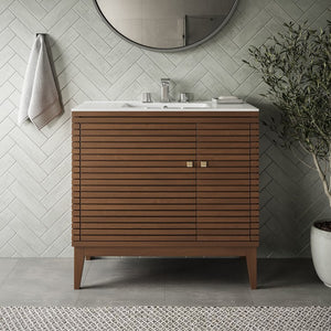 EEI-5115-WAL-WHI Bathroom/Vanities/Single Vanity Cabinets with Tops