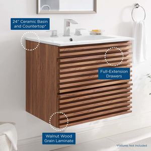 EEI-4433-WAL-WHI Bathroom/Vanities/Single Vanity Cabinets with Tops