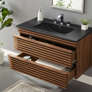 EEI-5395-WAL-BLK Bathroom/Vanities/Single Vanity Cabinets with Tops