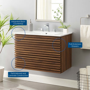 EEI-5421-WAL-WHI Bathroom/Vanities/Single Vanity Cabinets with Tops