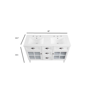 EEI-5428-WHI-WHI Bathroom/Vanities/Double Vanity Cabinets with Tops
