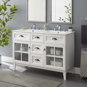 EEI-5428-WHI-WHI Bathroom/Vanities/Double Vanity Cabinets with Tops