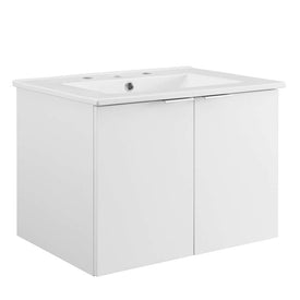 Maybelle 24" Single Wall-Mount Bathroom Vanity with White Ceramic Top and Integrated Sink