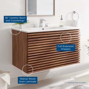 EEI-4436-WAL-WHI Bathroom/Vanities/Single Vanity Cabinets with Tops