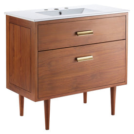 Cassia 36" Single Bathroom Vanity with White Ceramic Top and Integrated Sink