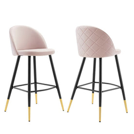 Cordial Performance Velvet Bar Stools Set of 2