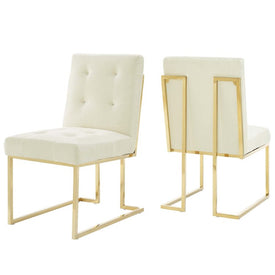 Privy Gold Stainless Steel Performance Velvet Dining Chairs Set of 2