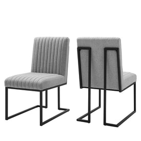 Indulge Channel Tufted Fabric Dining Chairs Set of 2