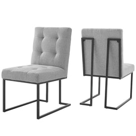 Privy Black Stainless Steel Upholstered Fabric Dining Chairs Set of 2