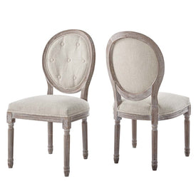 Arise Vintage French Upholstered Fabric Dining Side Chairs Set of 2