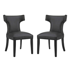 Curve Vinyl Dining Side Chairs Set of 2