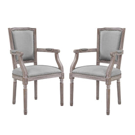 Penchant Upholstered Fabric Dining Armchairs Set of 2