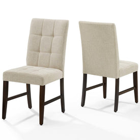 Promulgate Biscuit Tufted Upholstered Fabric Dining Chairs Set of 2