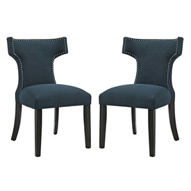 Curve Fabric Dining Side Chairs Set of 2