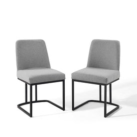 Amplify Sled Base Upholstered Fabric Dining Chairs Set of 2