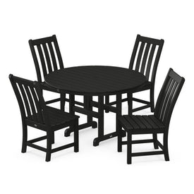 Vineyard Five-Piece Round Side Chair Dining Set - Black