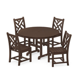 Chippendale Five-Piece Round Side Chair Dining Set - Mahogany