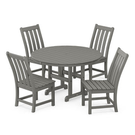 Vineyard Five-Piece Round Side Chair Dining Set - Slate Gray