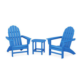 Vineyard Three-Piece Adirondack Set with South Beach 18" Side Table - Pacific Blue