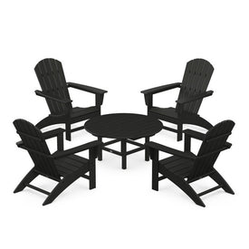 Nautical Five-Piece Adirondack Chair Conversation Set - Black