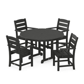 Lakeside Five-Piece Round Arm Chair Dining Set - Black
