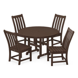 Vineyard Five-Piece Round Side Chair Dining Set - Mahogany
