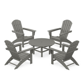 Nautical Five-Piece Adirondack Chair Conversation Set - Slate Gray