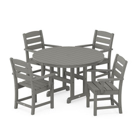 Lakeside Five-Piece Round Arm Chair Dining Set - Slate Gray