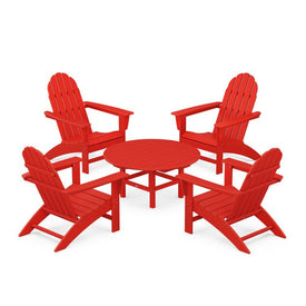Vineyard Five-Piece Adirondack Chair Conversation Set - Sunset Red