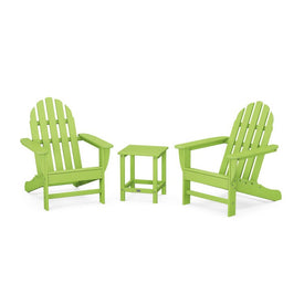 Classic Folding Adirondack Three-Piece Set with Long Island 18" Side Table - Lime