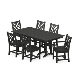 Chippendale Seven-Piece Farmhouse Dining Set - Black