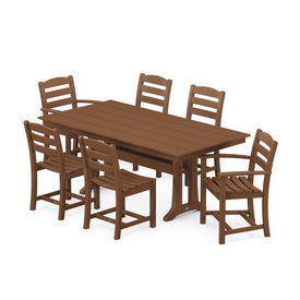 La Casa Cafe Seven-Piece Farmhouse Trestle Dining Set - Teak