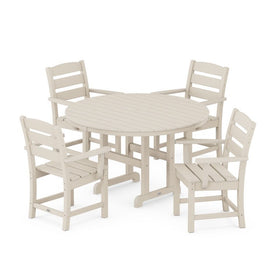 Lakeside Five-Piece Round Arm Chair Dining Set - Sand