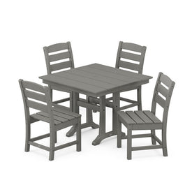 Lakeside Five-Piece Farmhouse Trestle Side Chair Dining Set - Slate Gray