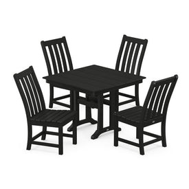 Vineyard Five-Piece Farmhouse Trestle Side Chair Dining Set - Black