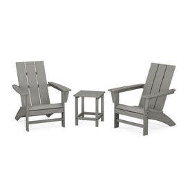 Modern Three-Piece Adirondack Set with Long Island 18" Side Table - Slate Gray
