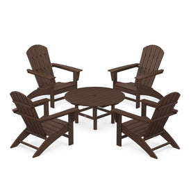 Nautical Five-Piece Adirondack Chair Conversation Set - Mahogany