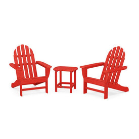 Classic Adirondack Three-Piece Set with South Beach 18" Side Table - Sunset Red