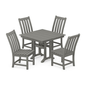 Vineyard Five-Piece Farmhouse Trestle Side Chair Dining Set - Slate Gray