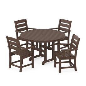 Lakeside Five-Piece Round Arm Chair Dining Set - Mahogany
