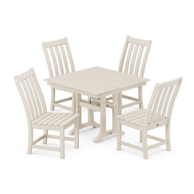 Vineyard Five-Piece Farmhouse Trestle Side Chair Dining Set - Sand