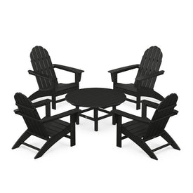 Vineyard Five-Piece Adirondack Chair Conversation Set - Black