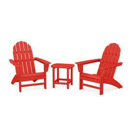 Vineyard Three-Piece Adirondack Set with South Beach 18" Side Table - Sunset Red