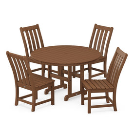Vineyard Five-Piece Round Side Chair Dining Set - Teak