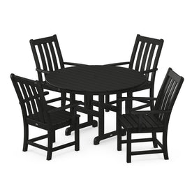 Vineyard Five-Piece Round Arm Chair Dining Set - Black
