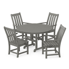 Vineyard Five-Piece Round Arm Chair Dining Set - Slate Gray