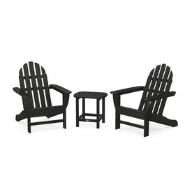 Classic Adirondack Three-Piece Set with South Beach 18" Side Table - Black